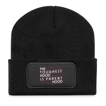 Parentalité – La capuche la plus dure - Beanie recyclé à patch - noir - Devant