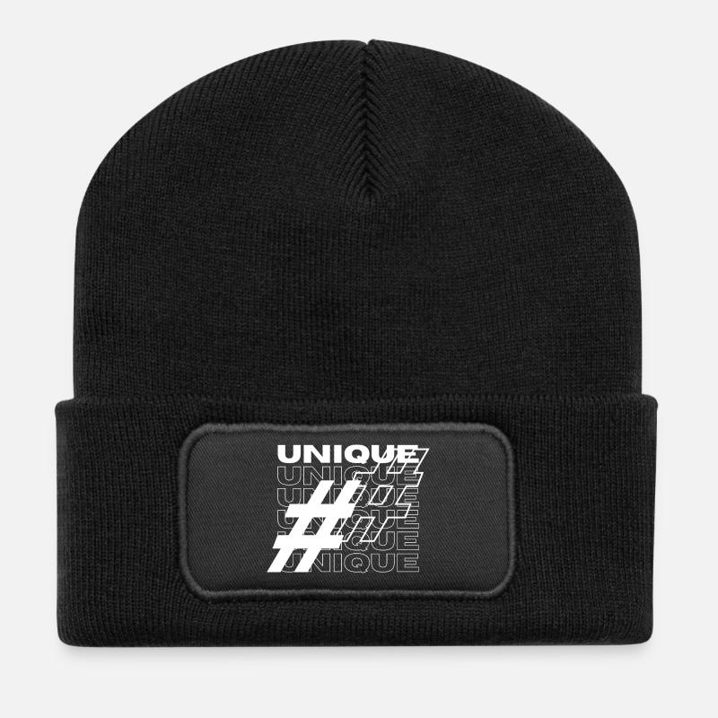 Typographie unique du hashtag - Beanie recyclé à patch - noir