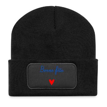 BONNE FÊTE. COEUR. BONNE FÊTE MAMAN. MAMAN - Beanie recyclé à patch - noir - Devant