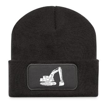Pelle Silhouette Opérateur d’engins de construction Génie civil - Beanie recyclé à patch - charbon - Devant