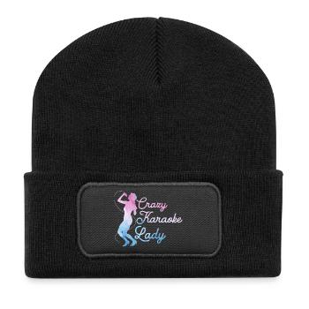 Crazy Karaoke Lady Chanteuse Chant - Beanie recyclé à patch - noir - Devant