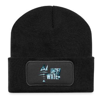 Motif de poisson de mer sous-marin - Beanie recyclé à patch - noir - Devant