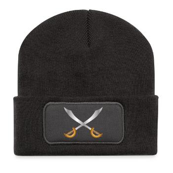 Gekreuzte Piratensäbel –Klassisches Abenteuermotiv - Recycelte Patch Beanie - Dunkelgrau - Vorne
