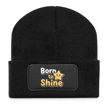 Born to Shine – Strahlender Stern - Recycelte Patch Beanie - Schwarz - Vorne