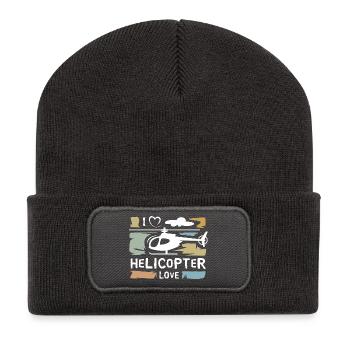 I love Helicopter - Hubschrauber vintage Symbol - Recycelte Patch Beanie - Dunkelgrau - Vorne