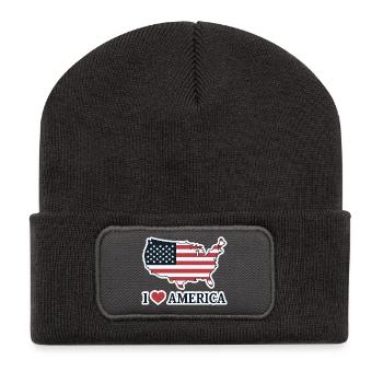 J’AIME L’AMÉRIQUE - Beanie recyclé à patch - charbon - Devant