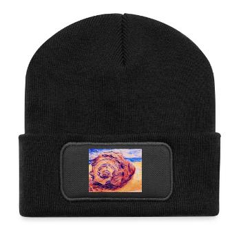 Muschel - Recycelte Patch Beanie - Schwarz - Vorne