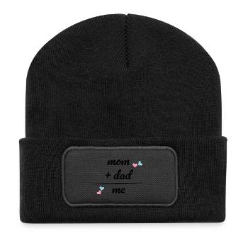 Maman Et Papa = Moi - Body Bébé - Cadeau - Naissance - Beanie recyclé à patch - noir - Devant