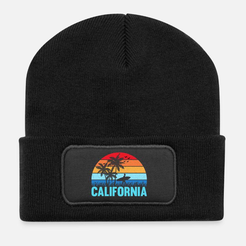 California - Recycelte Patch Beanie - Schwarz