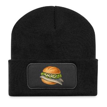 Norddeutsches Sushi – Fischbrötchen statt Maki - Recycelte Patch Beanie - Schwarz - Vorne