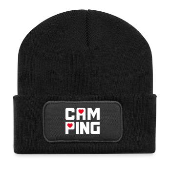Camping Heart Fan Camper Pensioner Caravan Van Life - Recycled Patch Beanie - black - Front