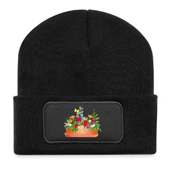 Colorful flowers in a flower box - Recycled Patch Beanie - black - Front
