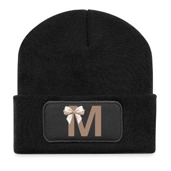 Buchstabe M Knoten - Recycelte Patch Beanie - Schwarz - Vorne