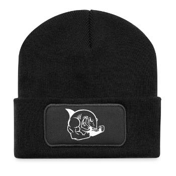 Muskulöser Hai Bodybuilder Workout Silhouette - Recycelte Patch Beanie - Schwarz - Vorne