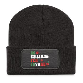 In Italiano per Favore - Langue italienne amusante - Beanie recyclé à patch - charbon - Devant