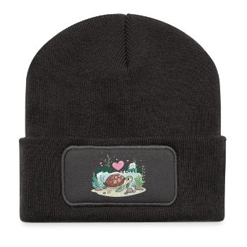 Amoureux des tortues - Beanie recyclé à patch - charbon - Devant