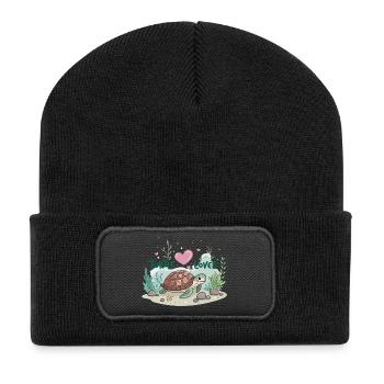 Schildkröten-Liebhaber - Recycelte Patch Beanie - Schwarz - Vorne