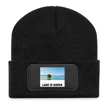 Lago di Garda design with tree in the water - Recycled Patch Beanie - black - Front