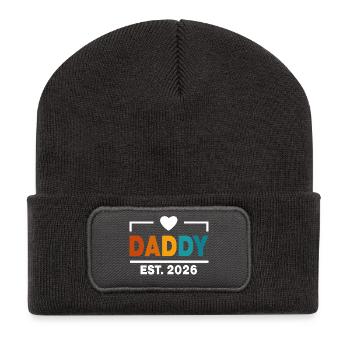 Daddy Est 2026 First Daddy New Dad Est 2026 - Recycled Patch Beanie - dark grey - Front