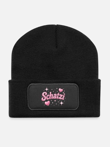schatzi / Y2K Style - Beanie recyclé à patch - noir