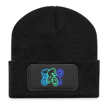 MTB mountain bike downhill silhouette mountain bike - Recycled Patch Beanie - black - Front