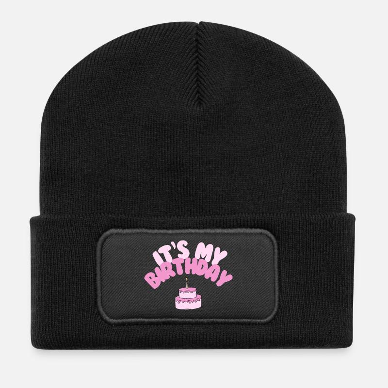 It’s My Birthday Shirt | Geburtstag mit Kuchen - Recycelte Patch Beanie - Schwarz