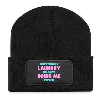 Citation ludique sur le bricolage de la lessive - Beanie recyclé à patch - noir - Devant