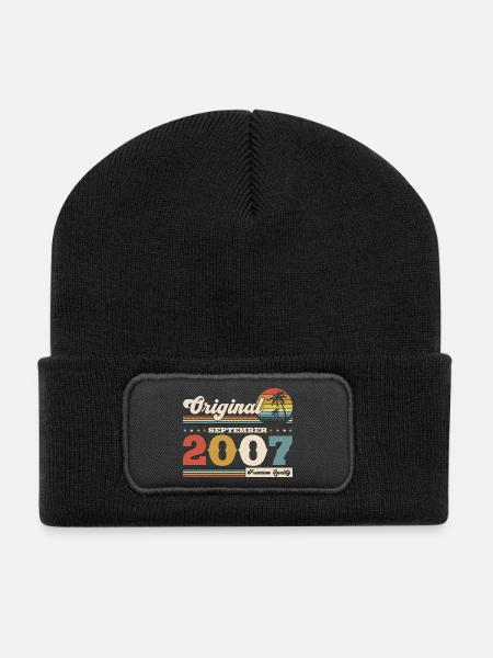 18. Geburtstag Original September Jahrgang 2007 - Recycelte Patch Beanie - Schwarz