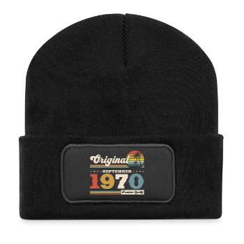 55th birthday Original September 1970 - Recycled Patch Beanie - black - Front