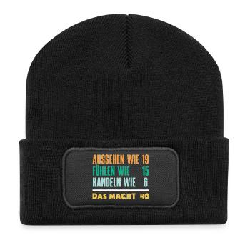 Funny 40th Birthday Gift Birthday Shirt - Recycled Patch Beanie - black - Front