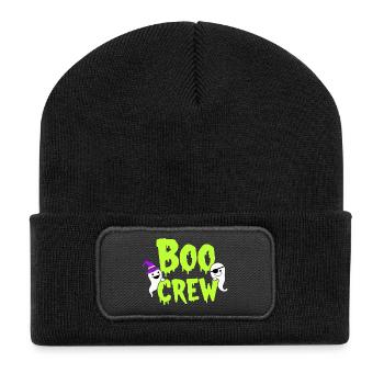 Boo Crew Halloween Geister Freunde - Recycelte Patch Beanie - Schwarz - Vorne
