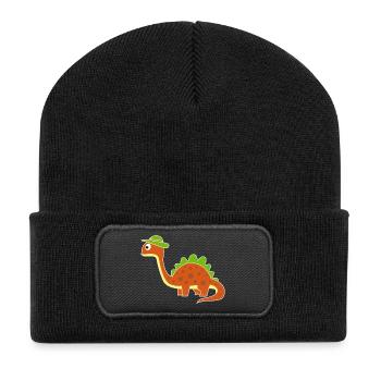 Funny dinosaur with dots - Recycled Patch Beanie - black - Front