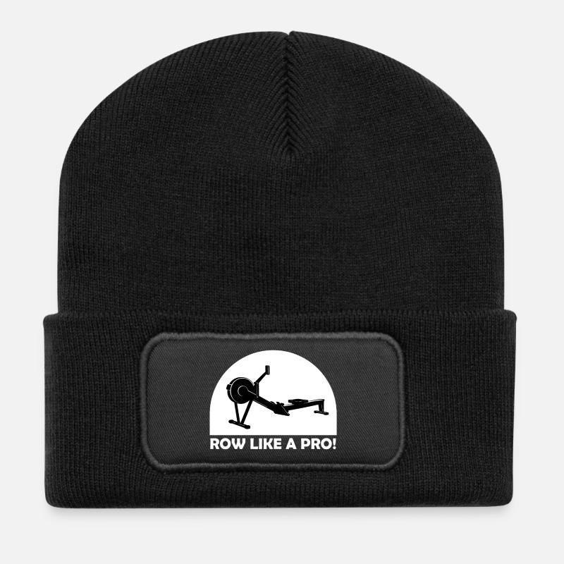 Row Like A Pro! Indoor Rowing - Recycelte Patch Beanie - Schwarz