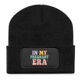 À l’ère de ma grossesse - Annonce de grossesse - Beanie recyclé à patch - noir - Devant