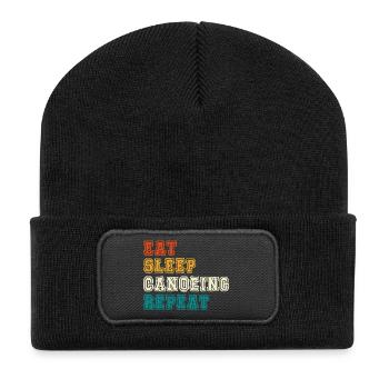 Eat Sleep Canoeing Repeat Color Block - Recycled Patch Beanie - black - Front