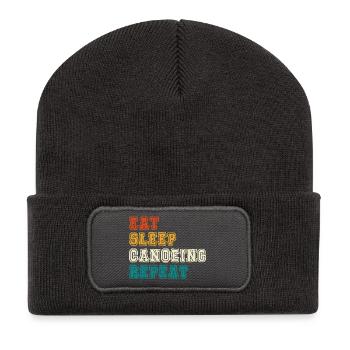 Eat Sleep Canoeing Repeat Color Block - Recycled Patch Beanie - dark grey - Front