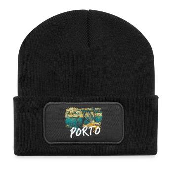 D. Luis Porto Brücke Bunte Douro Illustration - Recycelte Patch Beanie - Schwarz - Vorne