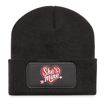 She's Mine Heart Arrow - Recycled Patch Beanie - dark grey - Front