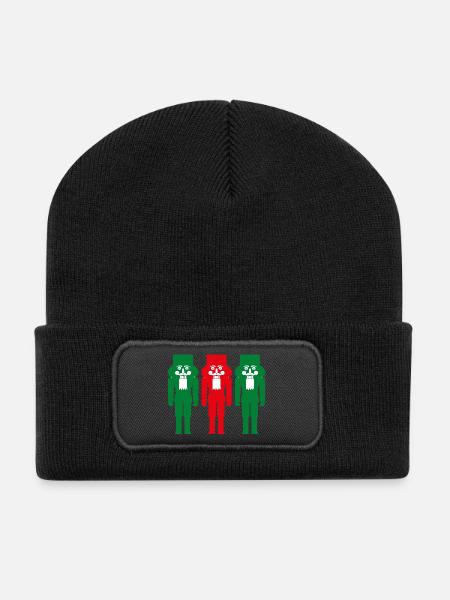 Nussknacker Farbe drei Weihnachten traditionell - Recycelte Patch Beanie - Schwarz