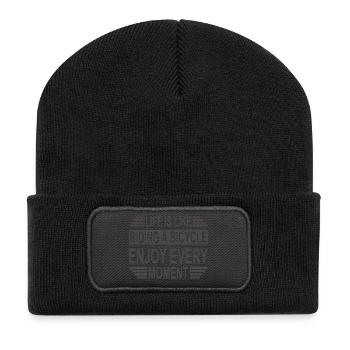 Life is like cycling - Recycled Patch Beanie - black - Front