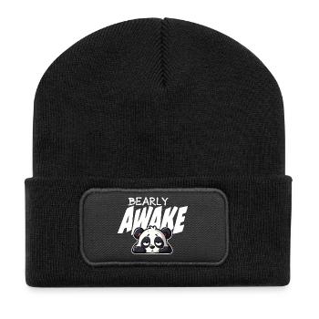 Sleeping Panda Barely Awake - Recycled Patch Beanie - black - Front