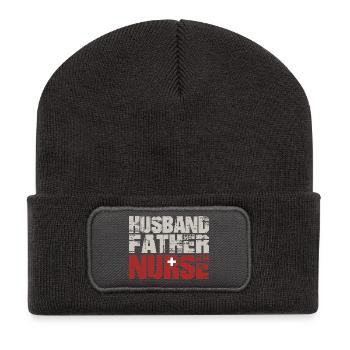 Husband Father Nurse Father's Day  - Recycelte Patch Beanie - Dunkelgrau - Vorne