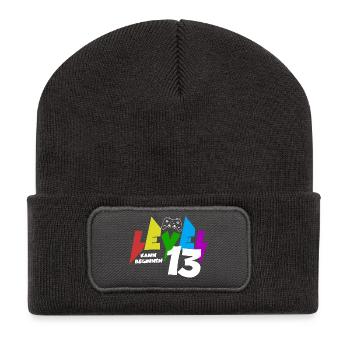Level 13 Farbiges Gaming Motiv zum 13.Geburtstag - Recycelte Patch Beanie - Dunkelgrau - Vorne