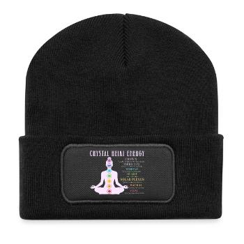 Kristall Reiki Energie Chakra Reiki Yoga - Recycelte Patch Beanie - Schwarz - Vorne
