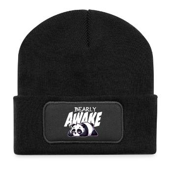 Bearly Awake Panda Illustration - Recycled Patch Beanie - black - Front