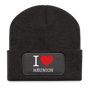 J’adore La Réunion - Beanie recyclé à patch - charbon - Devant