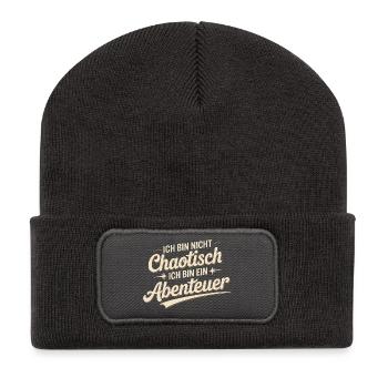 Je ne suis pas chaotique, je suis une aventure - Beanie recyclé à patch - charbon - Devant