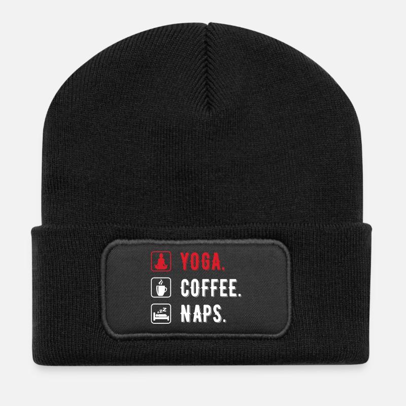 Yoga coffee naps women - Recycled Patch Beanie - black
