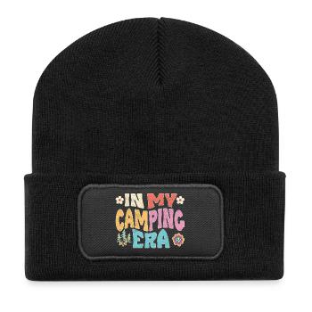 À l’époque du camping - Beanie recyclé à patch - noir - Devant