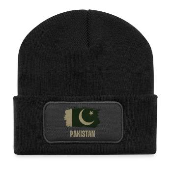 Drapeau Grunge du Pakistan, Fier Pakistanais - Beanie recyclé à patch - noir - Devant
